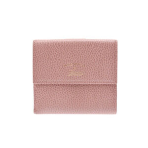 Gucci Double Hook Wallet Pink Leather Bi Fold